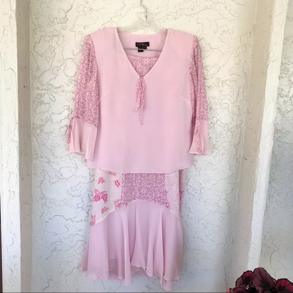 ✨Vintage Cynthia Howie TwoPiece Silk in Pale Pink, Sz4 - Picture 1 of 10
